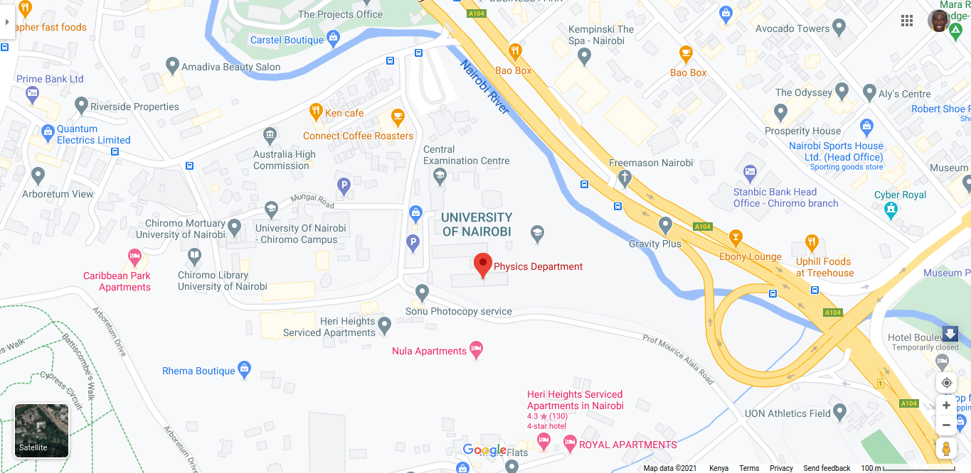 google map of physics department location