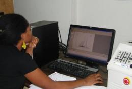 Dr. Alix analysing data using LIBS instrument